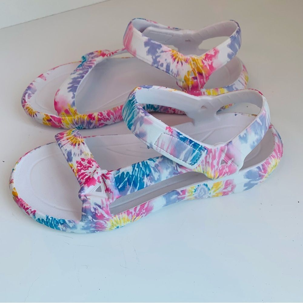 White Tie Dye Rubber Sandals‎